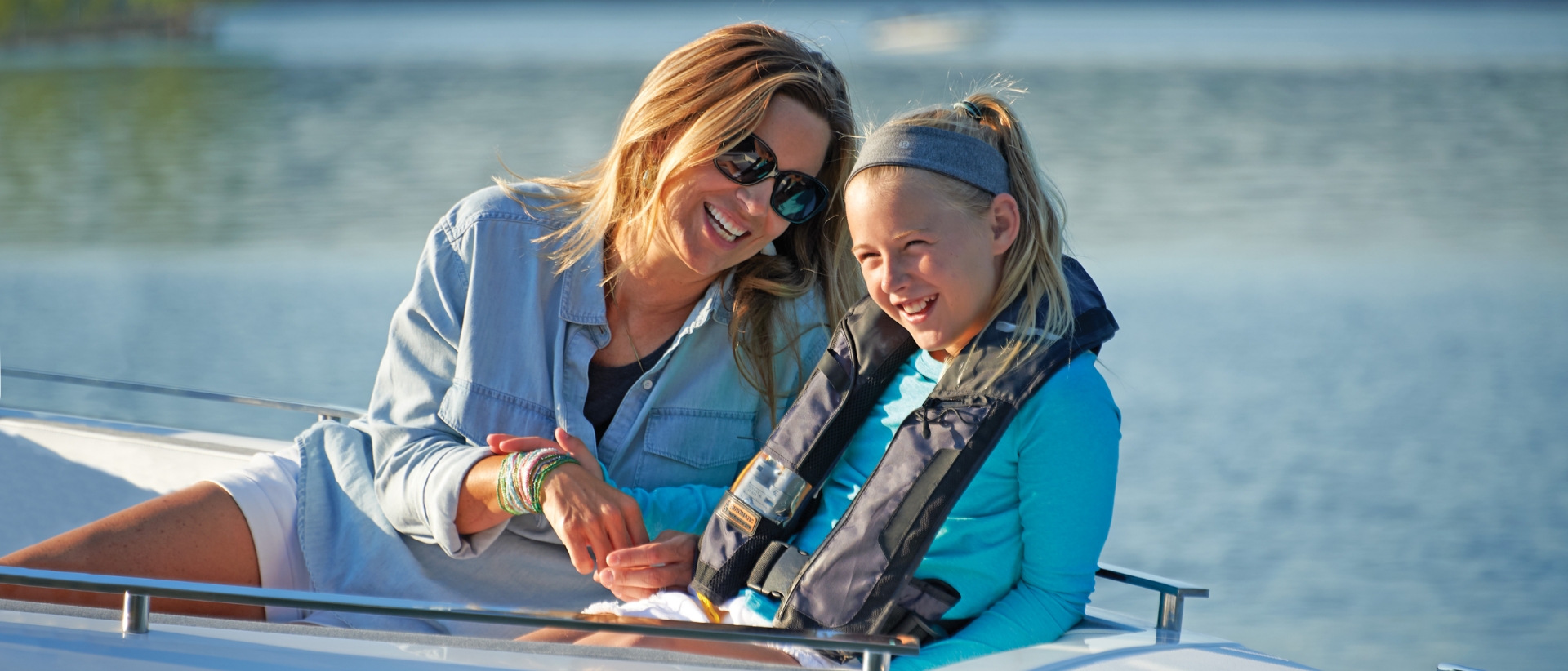 Mother and Daughter enjoying a boat ride on Lake Simcoe