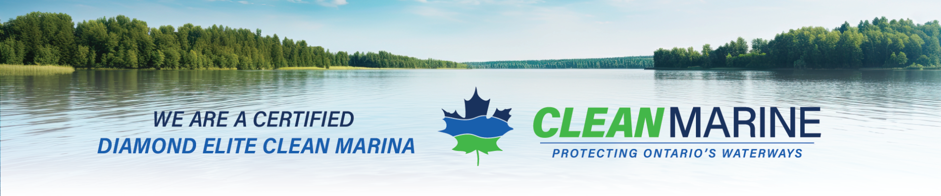 Banner showcasing Clean Marine Ontario Logo stating that Lake Simcoe Marine is a diamond elite clean marina