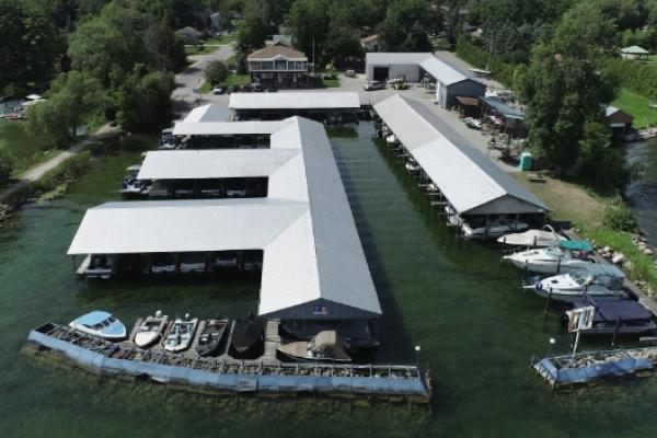  Covered boat dock slips located at Lake Simcoe Marine