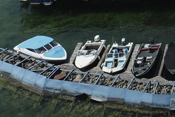 Uncovered boat dock slips located at Lake Simcoe Marine