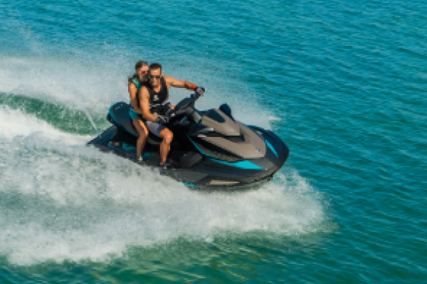 two people having fun on a Yamaha Wave Runner on Lake Simcoe