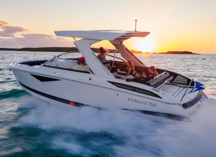 Cobalt A29 Boat on Lake Simcoe at Sunset